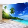 Nature Sea Landscape Tapestry Seaside Coconut Tree Ocean Beach Tapestry Wall Hanging Decorative Art Home Decor Backdrop Ceiling