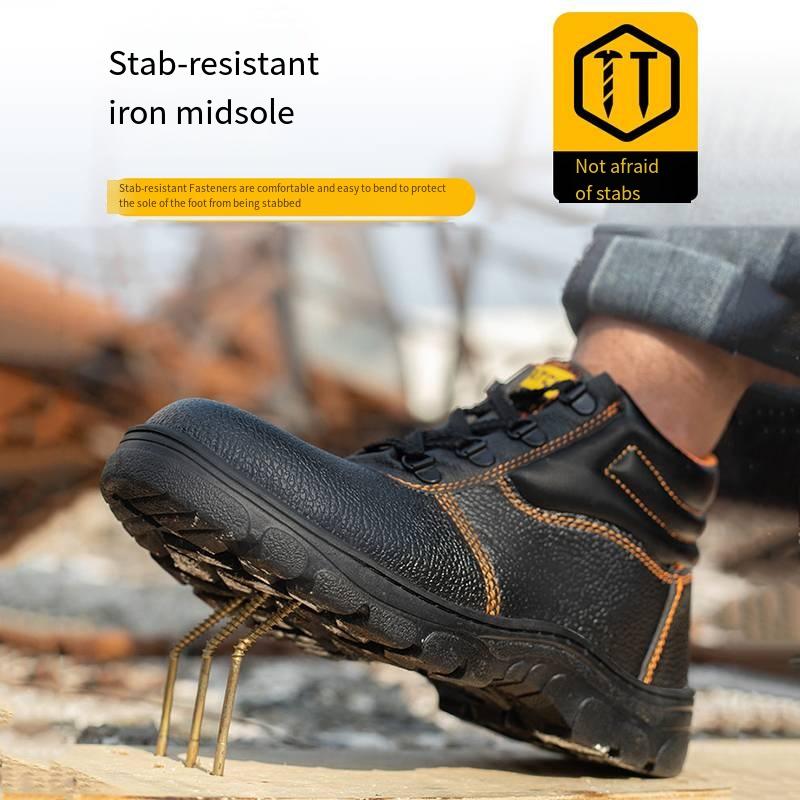Oulylan Мужская рабочая обувь с защитой от ударов, однотонная, стальной подносок, защитные ботинки с защитой от проколов и водонепроницаемые для мужчин