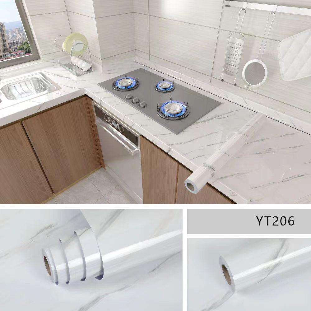 Kitchen Oil-Proof Film Stove Waterproof Moisture-Proof Wallpaper Countertop Self-Adhesiv Cabinet Renovation Tile Marble Sticker
