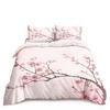 Cherry Blossoms Duvet Cover King/Queen Size,Japanese Sakura Tree Pink Floral Spring Vintage Cultural Bedding Set for Women Girls