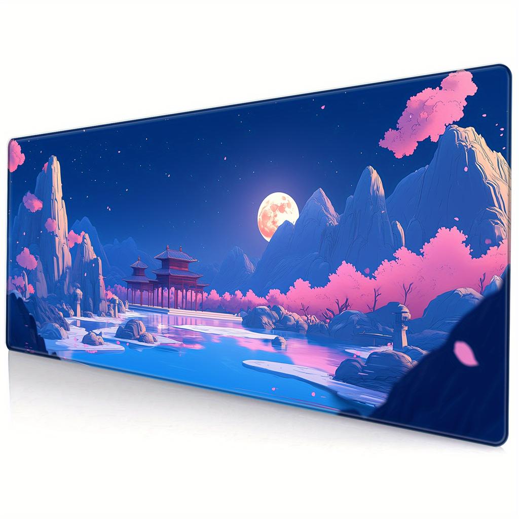 Moon and Starry Sky Landscape Mouse Pad Desk Mat Stitched Edge Durable NonSlip Gaming pads Cherry blossom tapis souris mauspad