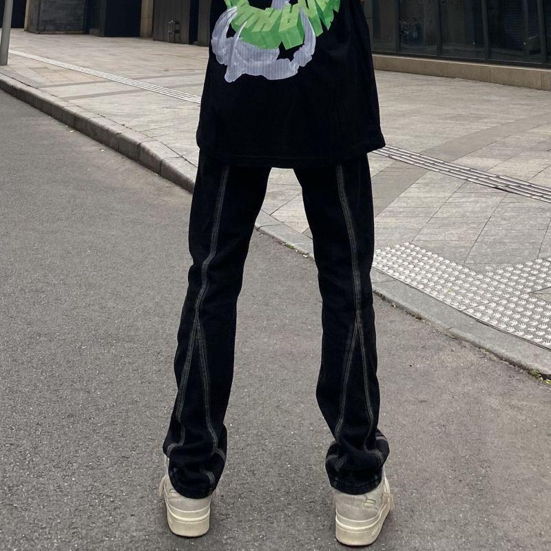 Мужские прямые джинсы в европейском и американском стиле с ретро-строчкой, свободный дизайн, нишевые жареные уличные брюки