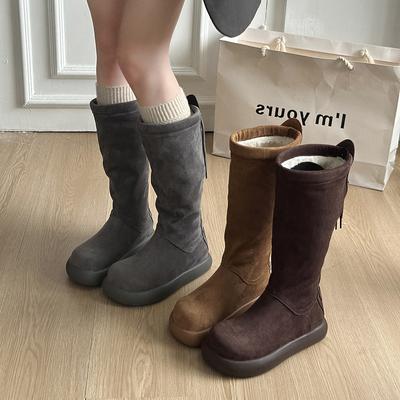 Женские ретро мягкие эластичные толстая подошва увеличивающие рост зимние меховые теплые холодные утепленные снежные ботинки нескользящие износостойкие повседневные спортивные хлопковые ботинки