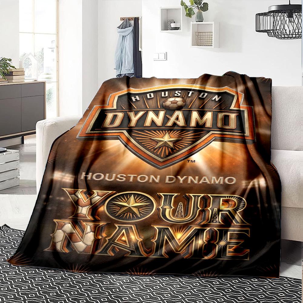 Name Custom Houston Dynamo Print Flannel Blanket High Quality Warm Comfortable Cover for All Seasons Perfect for Gifts Home Decor