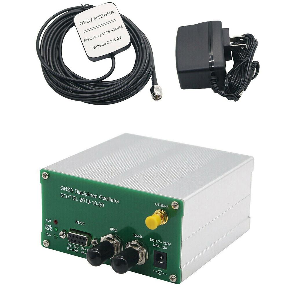10MHz Oscillator GPS Calibration Power DC11.7-12.9V 15W AC110-220 Adapter Metal Material Power Supply DC3.3V RS232 Interface