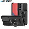KEYSION Противоударный защитный чехол для Samsung M35 5G Slide Push Pull защитное кольцо для объектива камеры подставка чехол для телефона Galaxy M35 5G