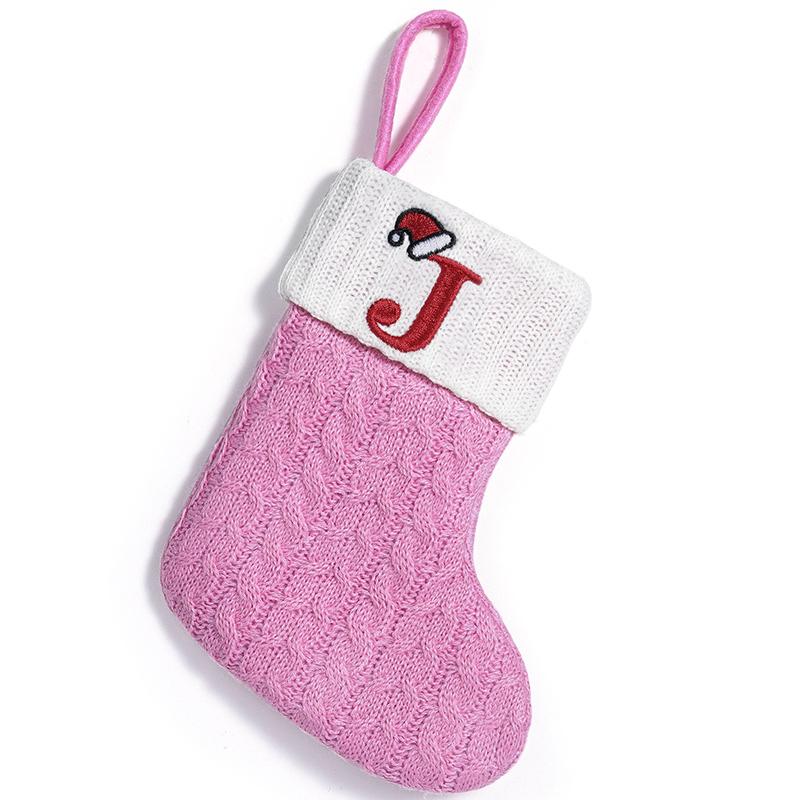 3d Pendant Gift Bag Letter Embroidered Gift Pendant Christmas Tree Decoration Pink Christmas Socks