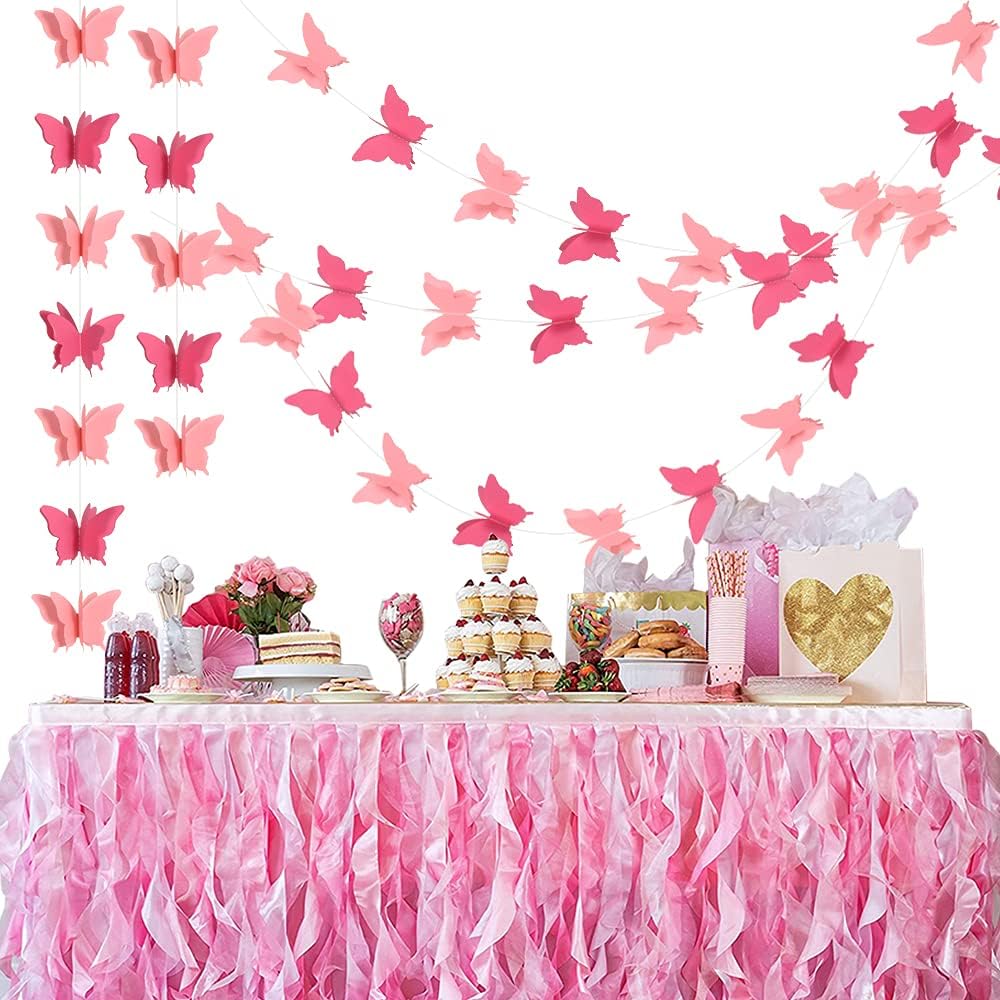 BEISHIDA 5Pcs Purple Lavender Butterfly Paper Garland Hanging Decorative Banner for Halloween Home Ceiling Decor Birthday Party Baby Shower Wedding