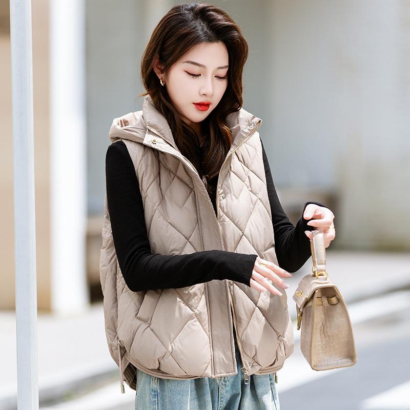 Пуховый хлопковый жилет, женская парка, короткая осенне-зимняя куртка, пальто, корейская куртка без рукавов с капюшоном, теплая женская жилетка, топы
