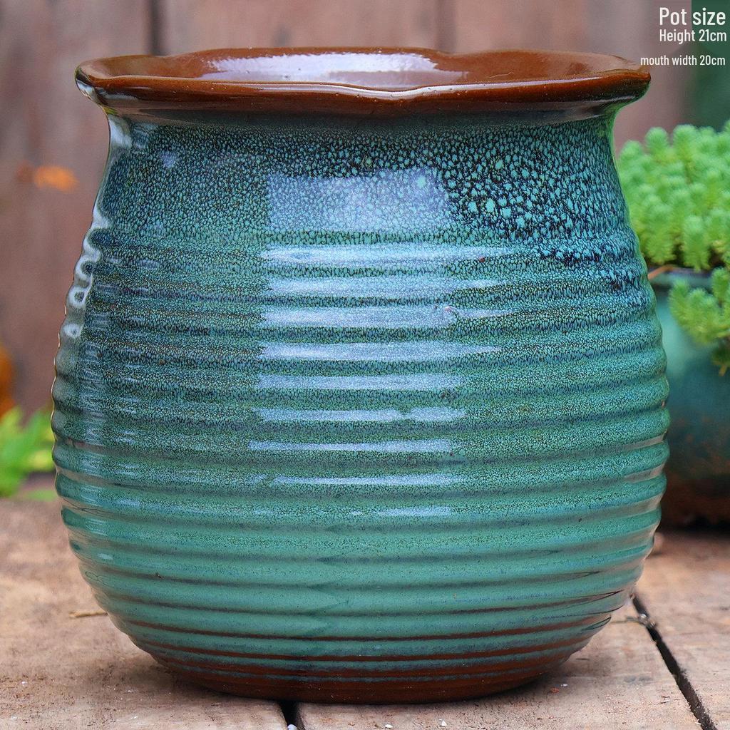 Большой керамический горшок ручной работы для суккулентов и орхидей - Дышащий, Грубозернистый глиняный горшок для бонсай
