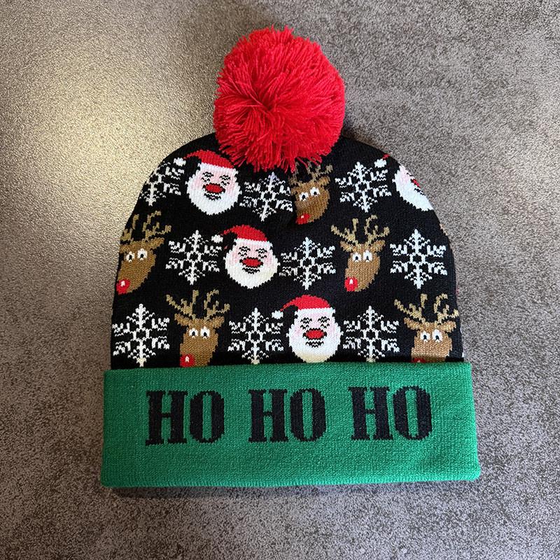 Милый лось снеговик Санта Клаус узор Рождественская тема Теплая вязаная шапка для взрослых Теплая зимняя праздничная мода