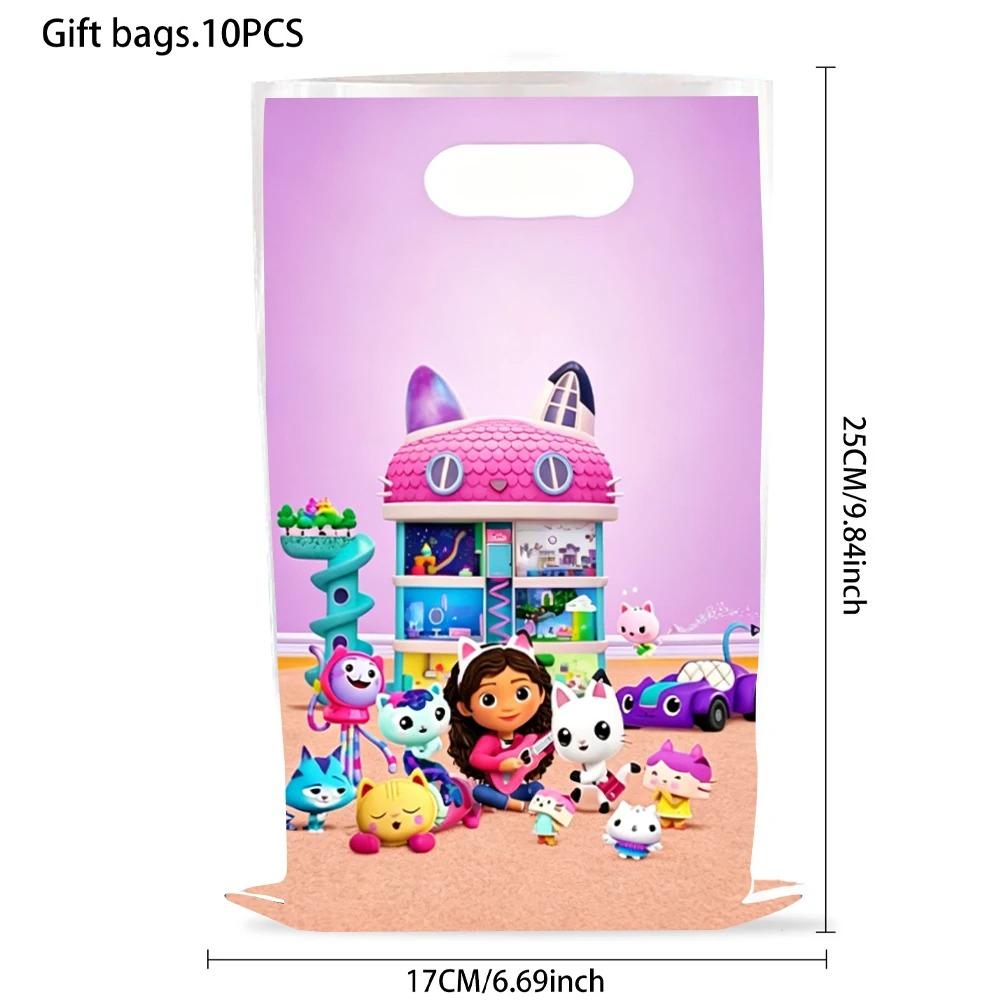 Pink Gabby House Birthday Party Decoration Banner Balloons Gabby Paper Cake Topper Plate Napkins Girl Party Decorations Supplies