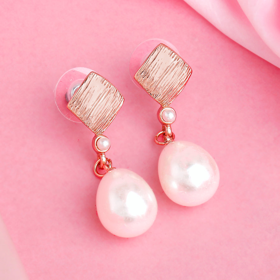Серьги-капли Estele с текстурированным жемчугом и покрытием из розового золота для девочек и женщин
