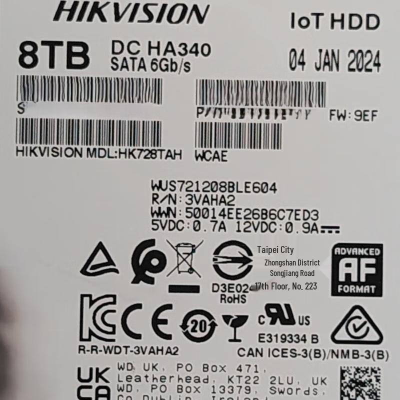 HIKVISION WD HK728TAH Enterprise 8TB SATA HDD