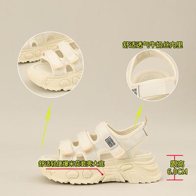 Сандалии на платформе с верхом из попкорна, женские, лето 2025, новые, спортивные сандалии на липучке, женская повседневная пляжная обувь