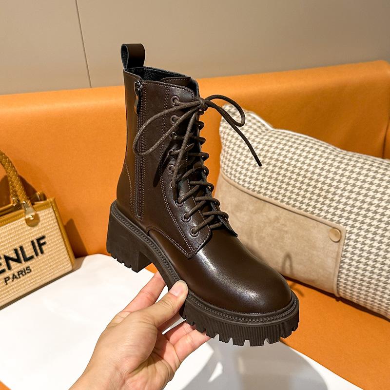 Женские ботинки Мартин в британском студенческом стиле, осенне-зимние одинарные ботинки, коричневые, кофейные, на платформе, короткие ботинки, модные, универсальные, мотоциклетные ботинки