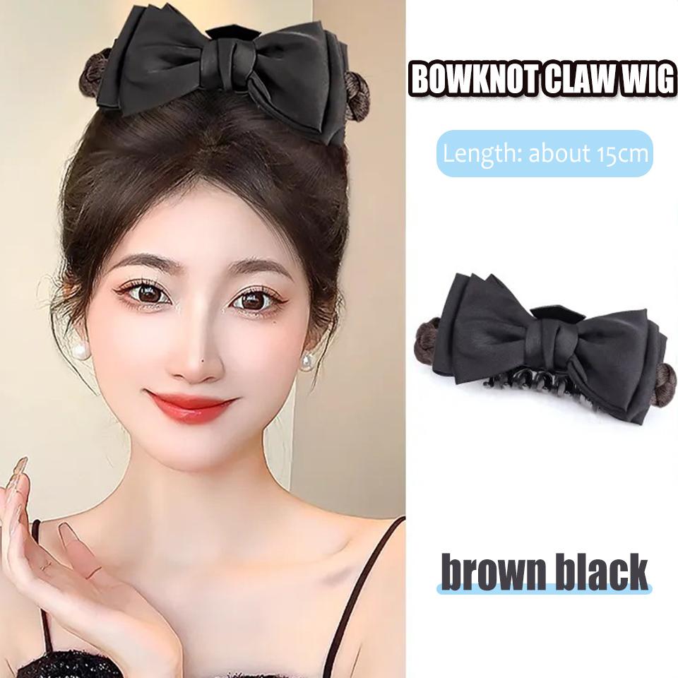Парик с бантом и коготками, синтетический, женский, элегантный, с бантом, принцесса, ветровой, с пучком, интегрированный, стильный, принцесса, парик, с пучком
