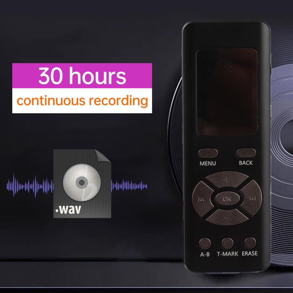 Intelligent Noise Reduction Voice Recorder with Microphone High fidelity A B Loop Playback MP3 2 Channel Type C USB2.0