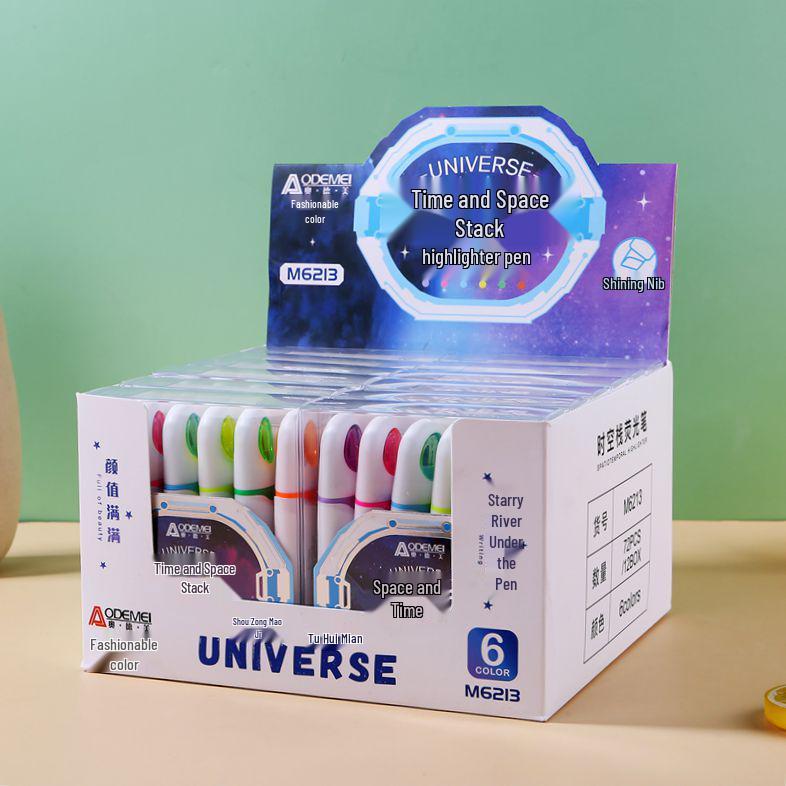6-Color Large Capacity Fluorescent Glitter Pens with Oblique Tips for Journaling and DIY Projects
