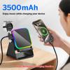 Беспроводная индукционная Bluetooth-колонка 5-в-1 с подставкой для телефона, стереозвуком, аккумулятором 3500 мАч, RGB-подсветкой, держателем на 360° – Подарок для мужчин и женщин
