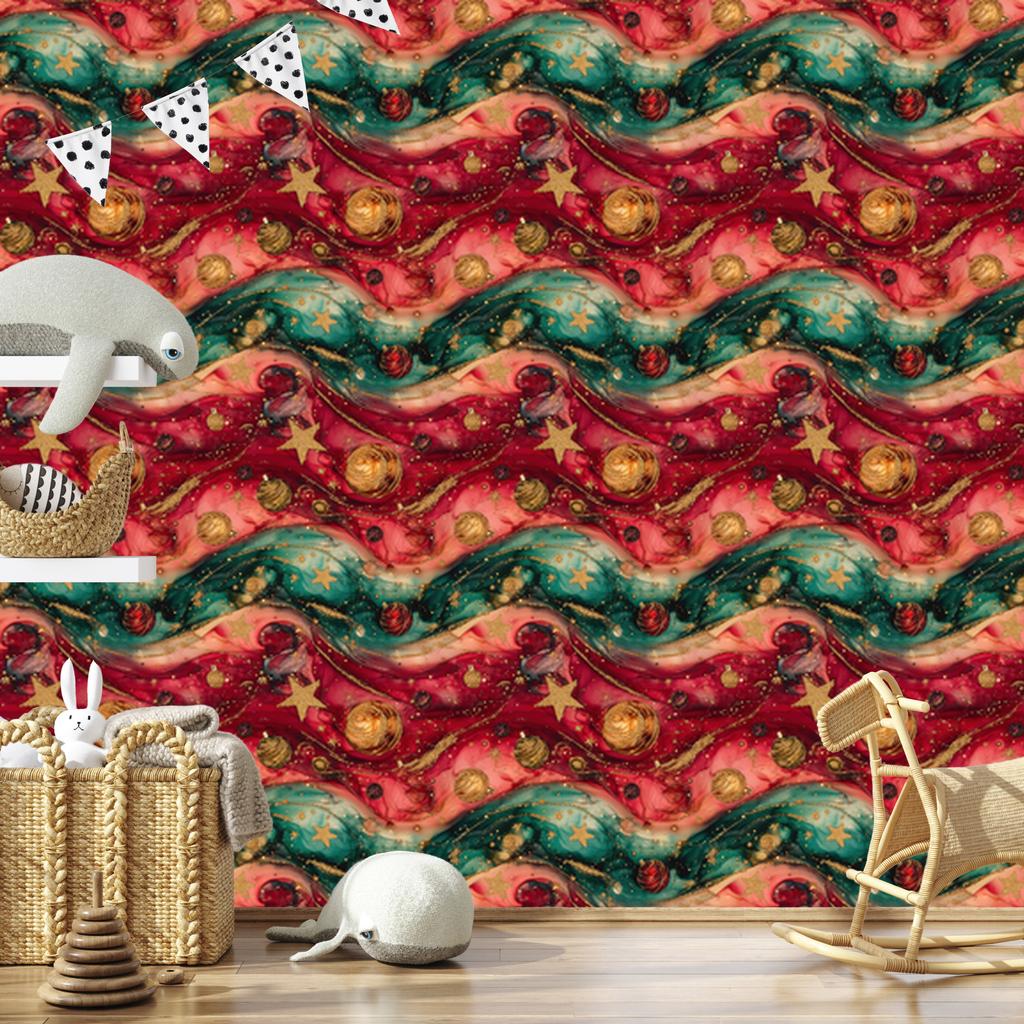 Red and Sea Ink Wallpaper for Living Room and Bedroom 50x1000
