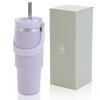 Fresia Tumbler with Straw and Lid, Portable, Large Capacity, Keeps Drinks Cold or Hot, Spill-Proof, Vacuum Insulated, Stylish Gift, 900ml (Purple)