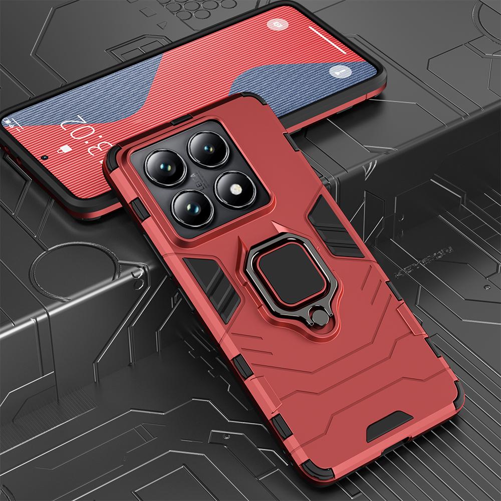 KEYSION Противоударный защитный чехол для Xiaomi 14T Pro 5G Мягкий силиконовый + PC Ring Stand Holder Задняя крышка телефона для Xiaomi 14T 5G 14TPro