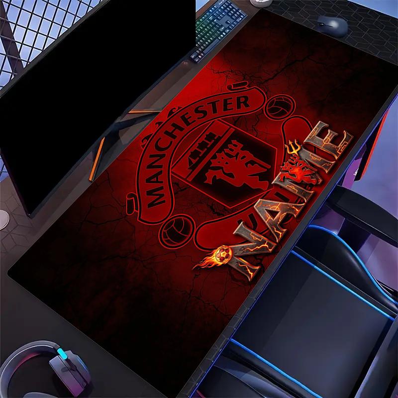 Custom Name,Manchester United Mouse Pad, Large Gaming Desk Mat, Non-slip XXL Mousepad for Laptop & Tablet, Mini PC Playmat with Stitched Edges