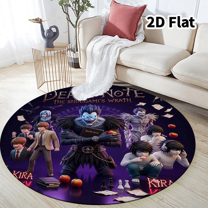 Death Note Round Area Rug Carpet Rug For Living Room Bedroom Sofa Playroom Decor Nonslip Floor Mat