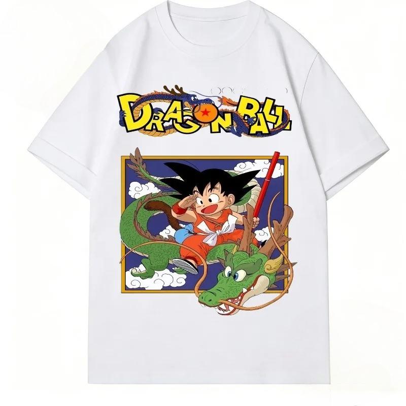 2026 Summer Dragon Ball Retro Cotton Unisexs TShirt Goku Shenron Classic Scene Design Casual Unisex Streetwear Y2k Top Tee