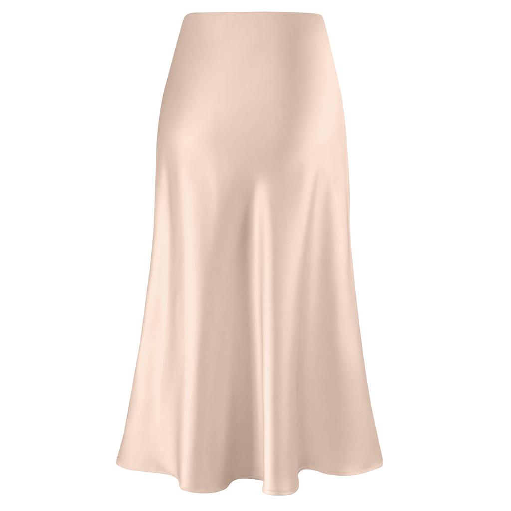 Women's Midi Satin Skirt Dressy Casual High Waisted A Line Flowy Ruffle Elegant Party Skirts