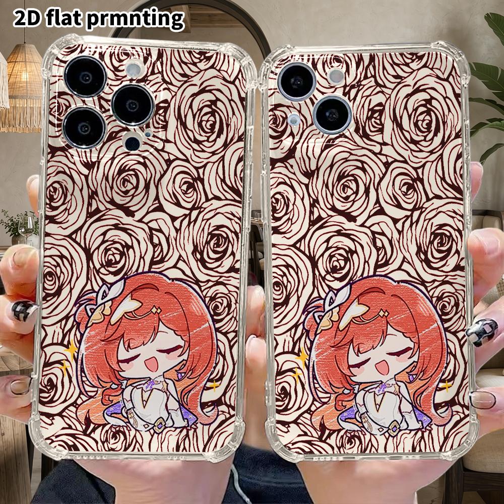 Чехол для телефона: 2D плоский, подходит для iPhone 18 17 16 15 14 13 Pro, прозрачный защитный чехол с четырьмя углами, мультяшные персонажи, Рождество и Хэллоуин