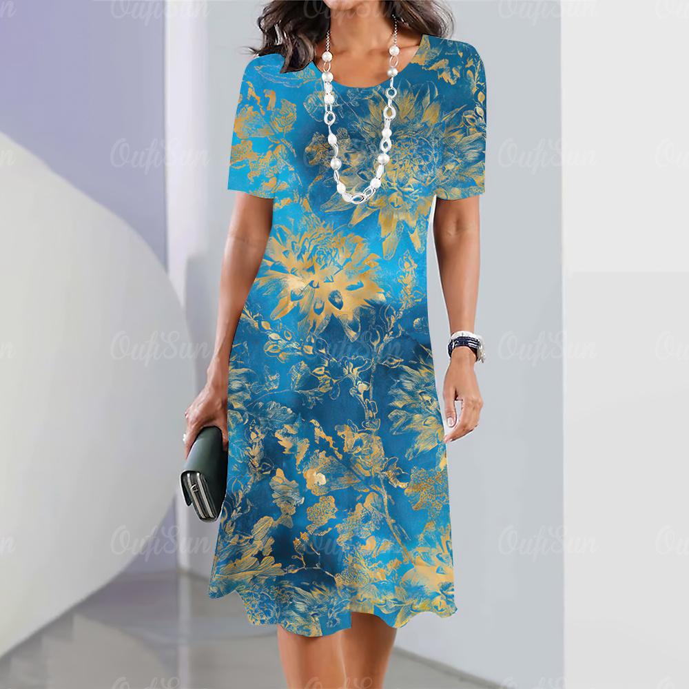 Новые женские платья с цветочным 3D-принтом, элегантные повседневные платья с коротким рукавом, модные винтажные платья больших размеров Y2k