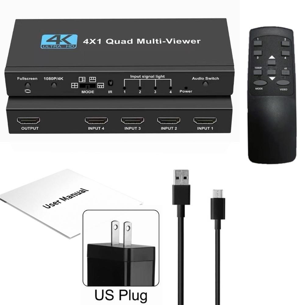 Мультивьюверный коммутатор 4x1 HDMI-совместимый четырехканальный бесшовный коммутатор 4 в 1 выход поддержка 4K 30 Гц для PS4 камера компьютер на телевизор монитор