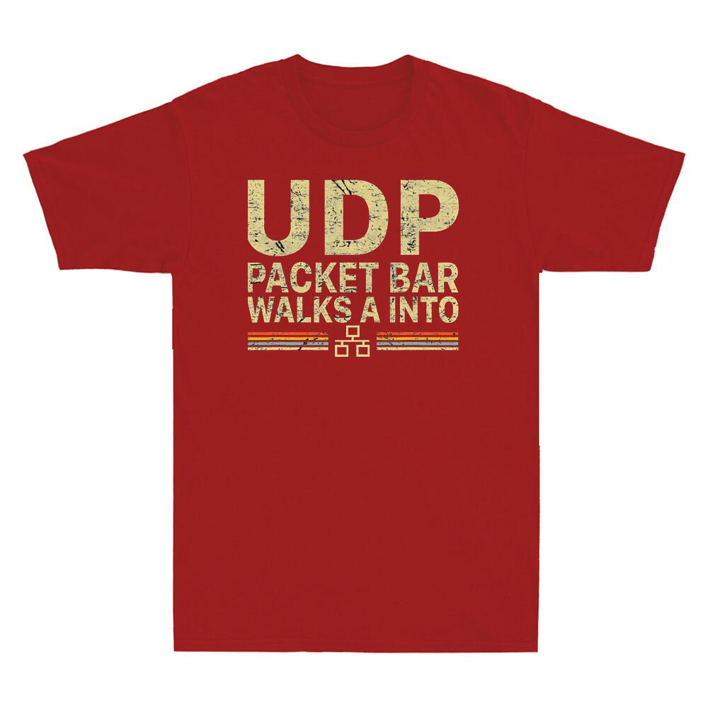 Udp Packet Bar Walks A Into  Network Engineer Vintage Unisexs Tshirt Black Tee