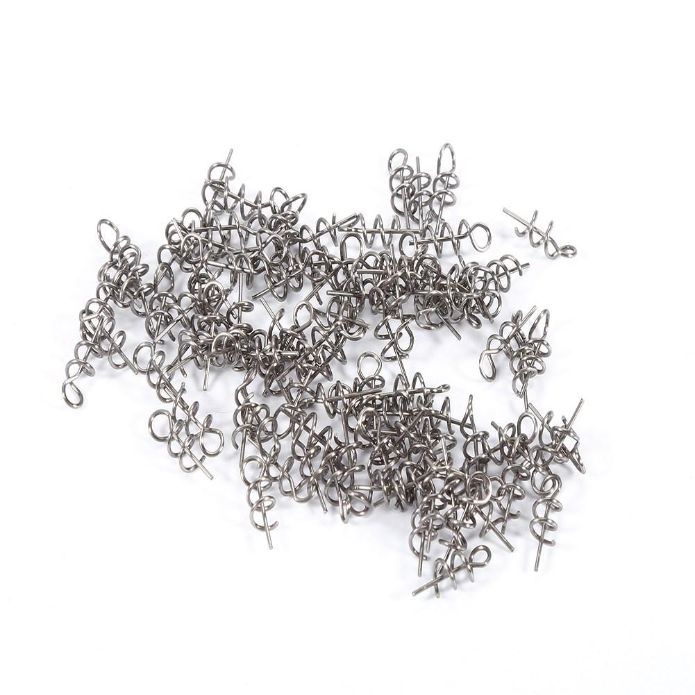 Пакет 100 шт. 14 мм Нержавеющая сталь Мягкая приманка Штифт Приманка Рыбалка Пружинный Фиксированный Замок Рыболовный Аксессуар