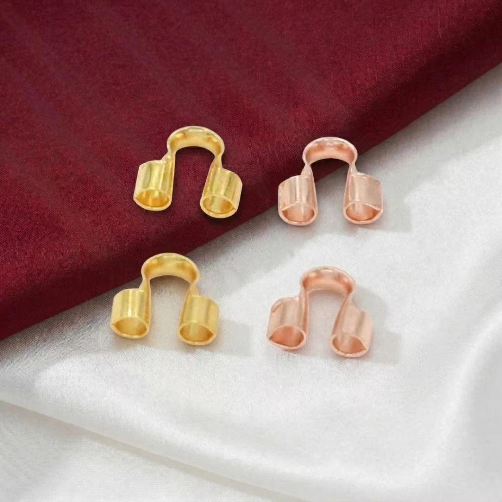 100Pcs Copper Wire Protectors Loops 14/18K Gold Plating U Shape Clasps Bracelet Making