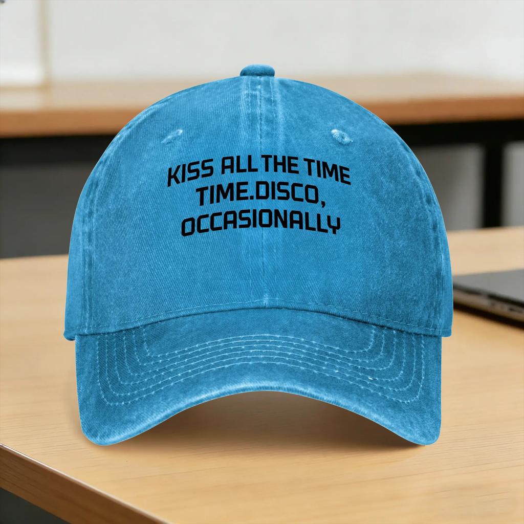 Summer Kiss All The Time Disco Occasionally Baseball Cap Sun Design Washed Hip Hop Hats Street Style Tennis Skate Baseball Caps