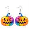 Halloween Creative Themed Colorful Pumpkin Pattern Women Acrylic Earrings