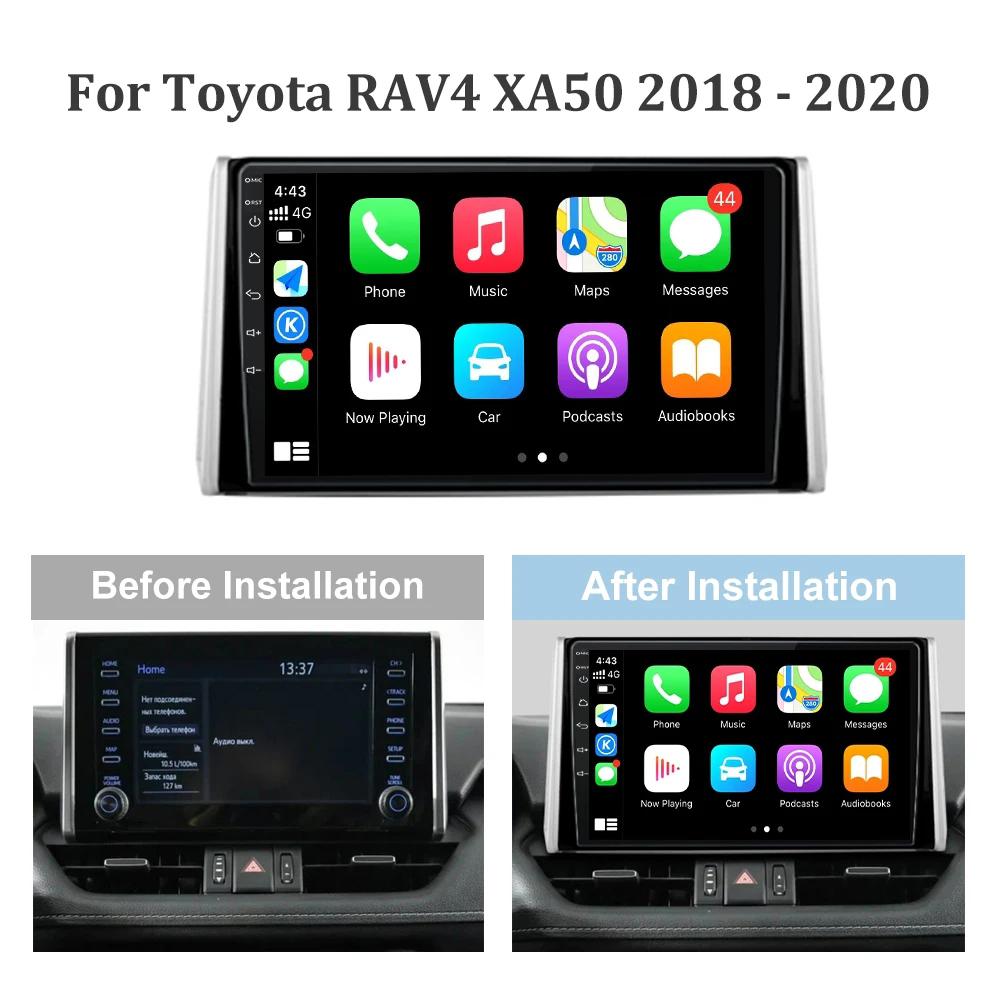 Беспроводной CarPlay для Toyota RAV4 XA50 2018-2020 Аудио Стерео Android 13 Автомагнитола Мультимедиа GPS Навигация WIFI 4G Авто Экран