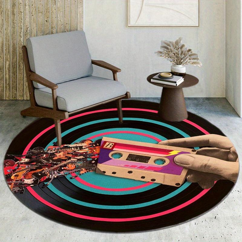 Cd Records Round Rug Nonslip Area Rug Office Chair Mat Carpet For Living Room Bedroom Home Decor