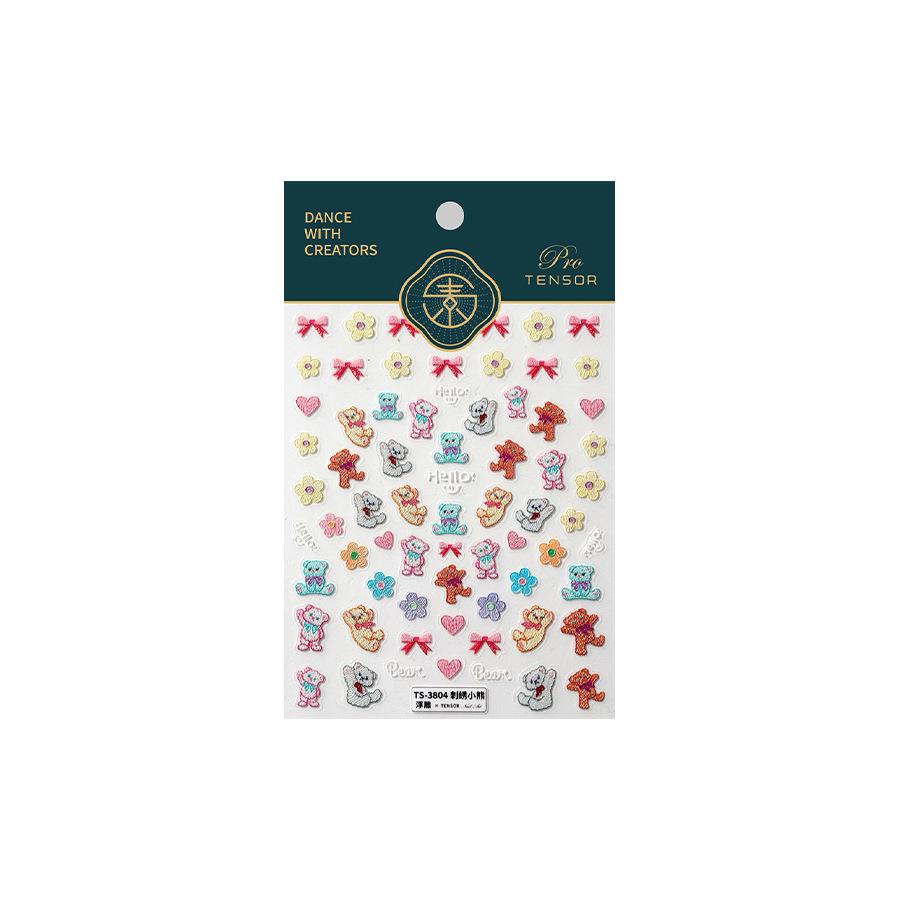 Magico Mo Ji Cartoon Bear Embossed Matte Transparent Nail Stickers TS-3804