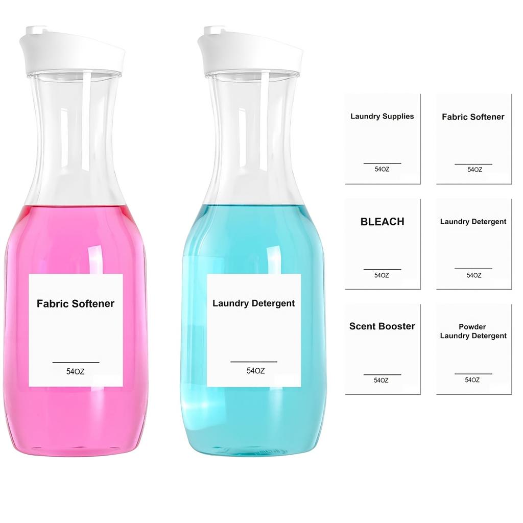 Набор из 2 диспенсеров для стирального порошка объемом 54 унции, диспенсер для жидкого стирального порошка, контейнер и органайзер, прозрачный