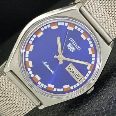 ЯПОНИЯ ВИНТАЖ SEIKO 5 АВТОМАТИЧЕСКИЕ МУЖСКИЕ ЧАСЫ С СИНИМ ЦИФЕРБЛАТОМ a701618-5
