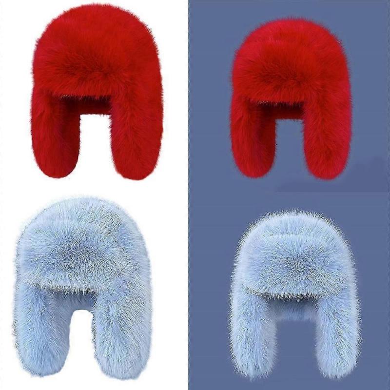 Winter Trapper Hat with Ear Flaps for Skiing - Windproof and Snowproof in Red