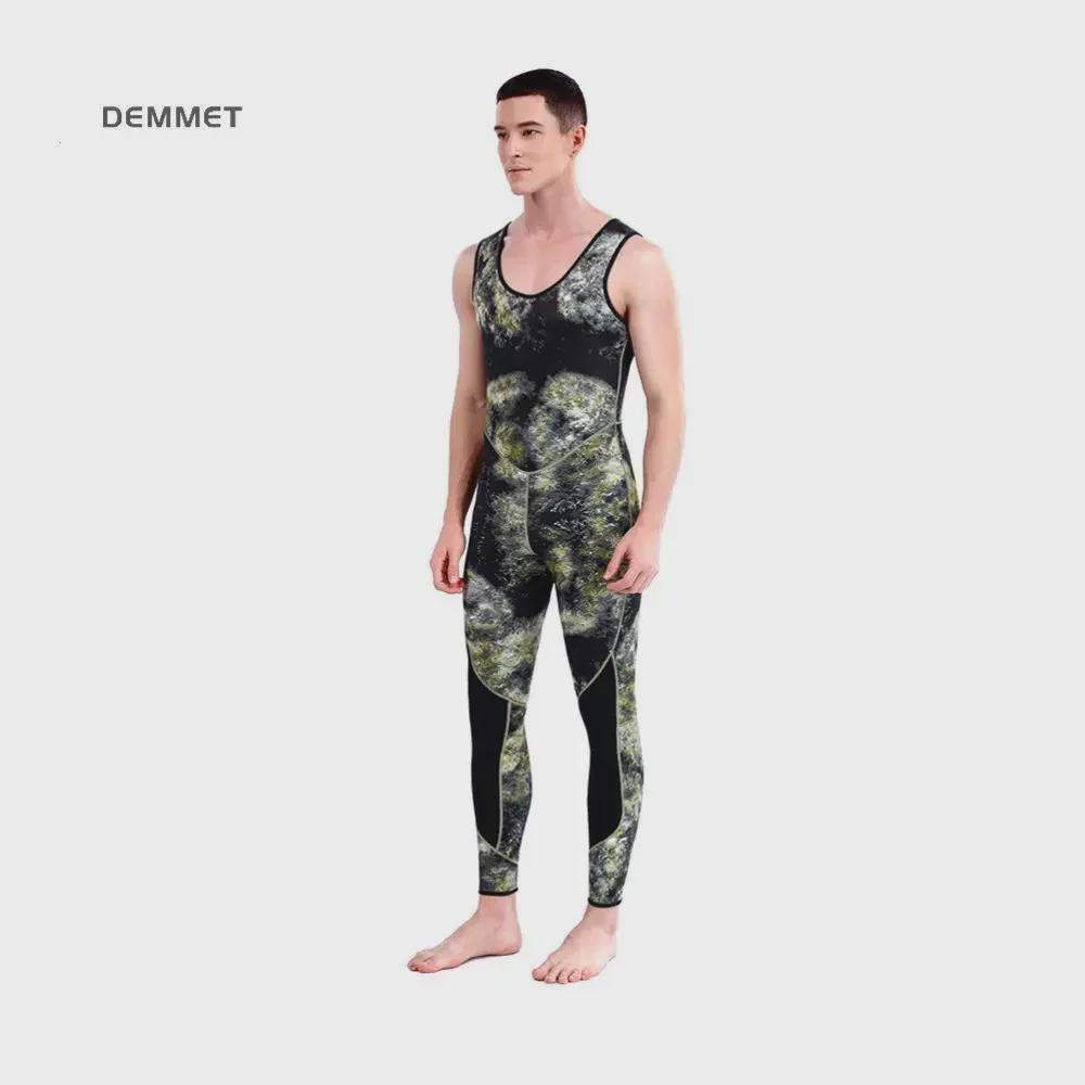 Camouflage 5mm Two-Piece Long-Sleeve Diving Suit - Thick & Warm for Winter Swimming and Spearfishing