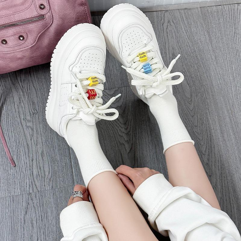 Thick-soled Heightening Little White Shoes Women's Spring New Leather Small Casual Shoes Lightweight Breathable Sports Board Shoes