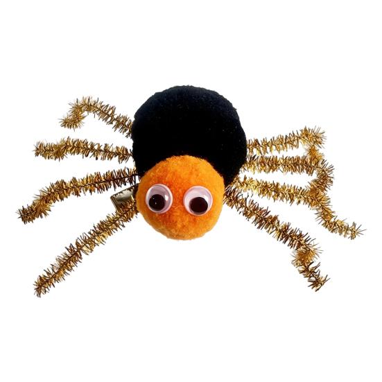 Non Slip Spider Hair Clips Halloween for Girls Women, Cute Furry Barrettes, Handmade Decor Tinsel Fluffy Pom Accessory Parties Cosplay Accessories