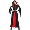 Halloween Witch Vampire Bat Costume Adult Women's Black and Red Dress Performance Costume