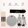 Donner Drum Practice Pad для тихой стойки малого барабана, портативный барабан, 3 пары барабанов, 6 барабанных гелей, обучение, набор, рюкзак, палочки, (12 дюймов)